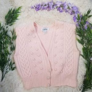 JH Collectibles, Pastel Pink, Vintage Sweater Vest, Angora/Lambswool, Size Small